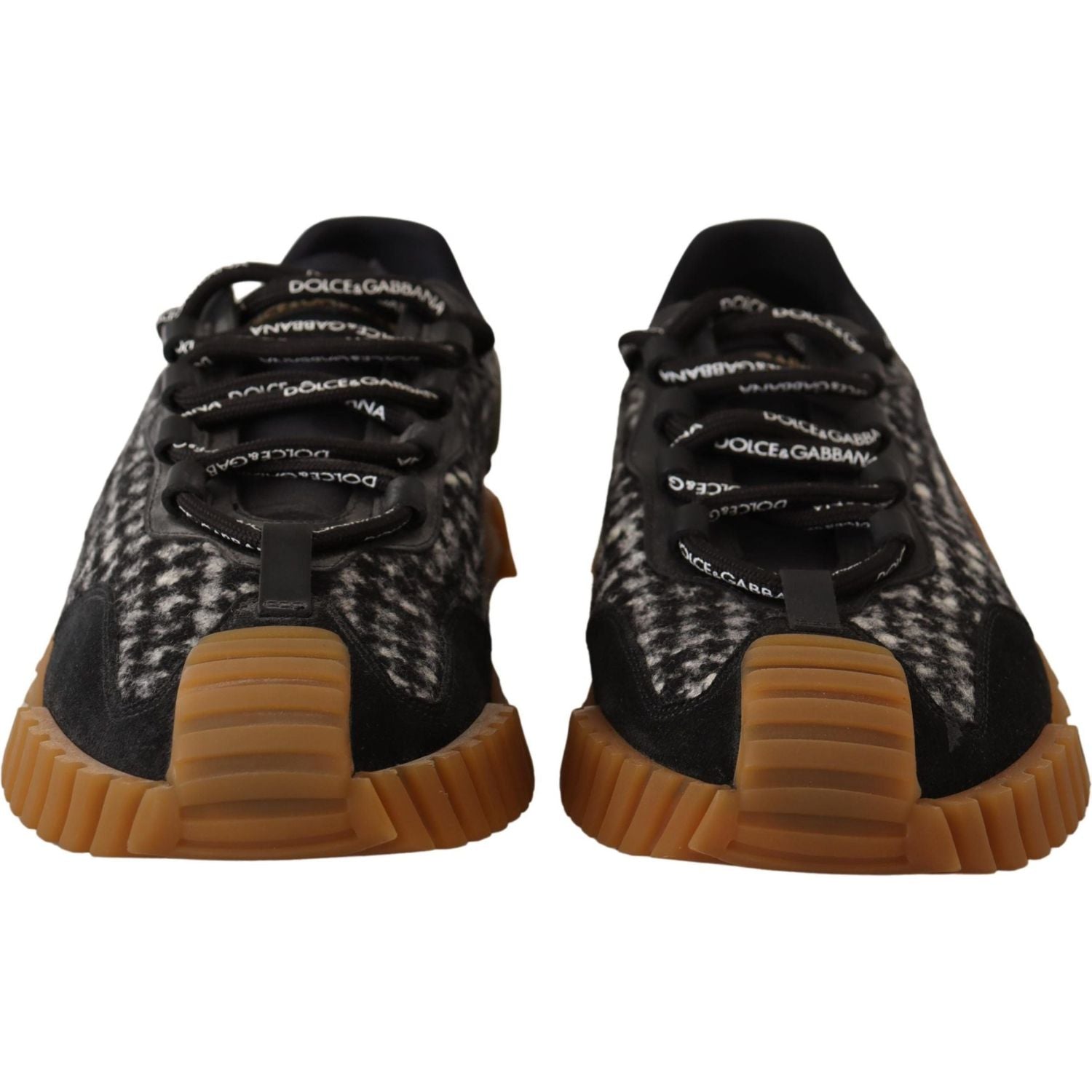 Dolce & Gabbana Black White Fabric Lace Up NS1 Sneakers