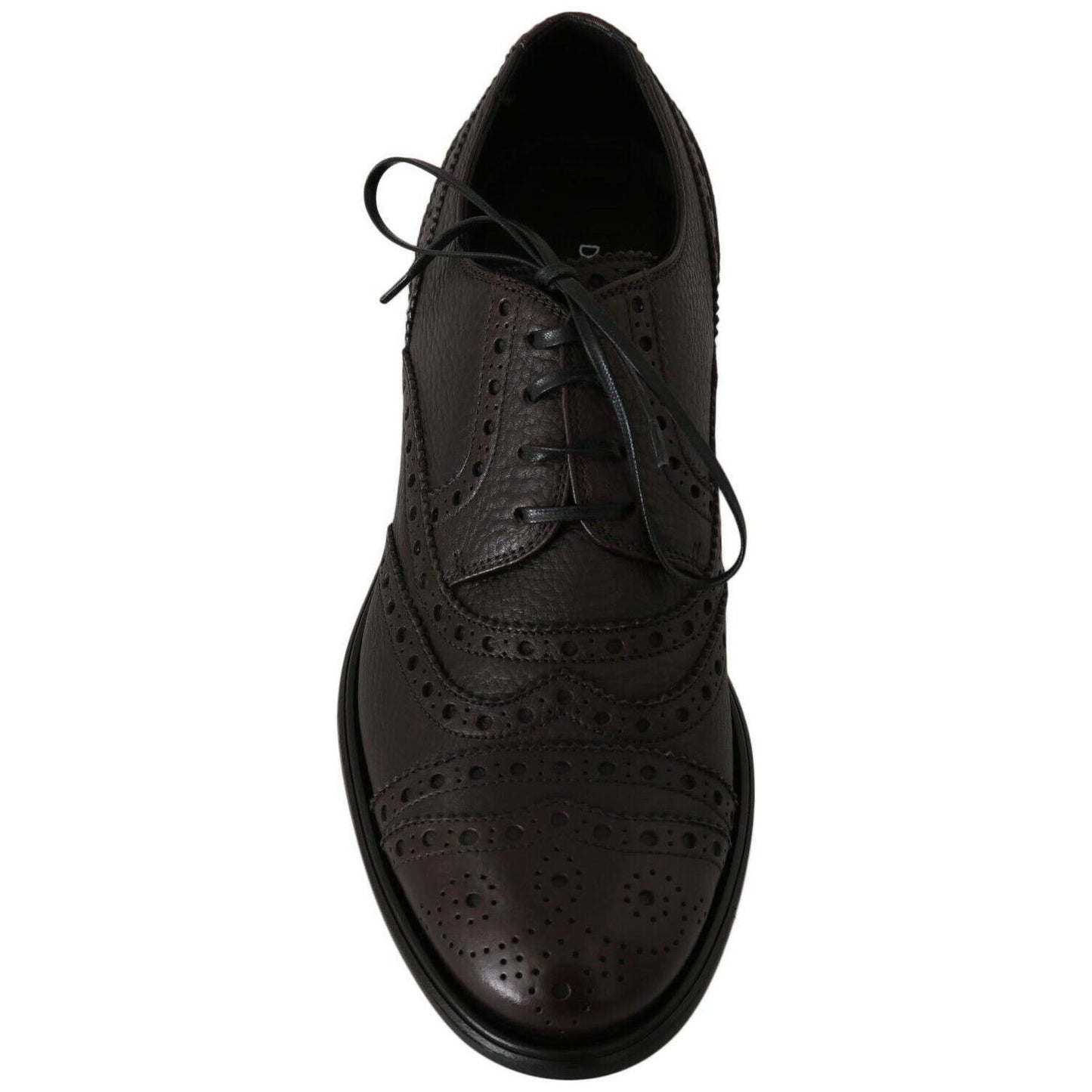 Dolce & Gabbana Brown Leather Wingtip Derby Formal Shoes MV3905- 39