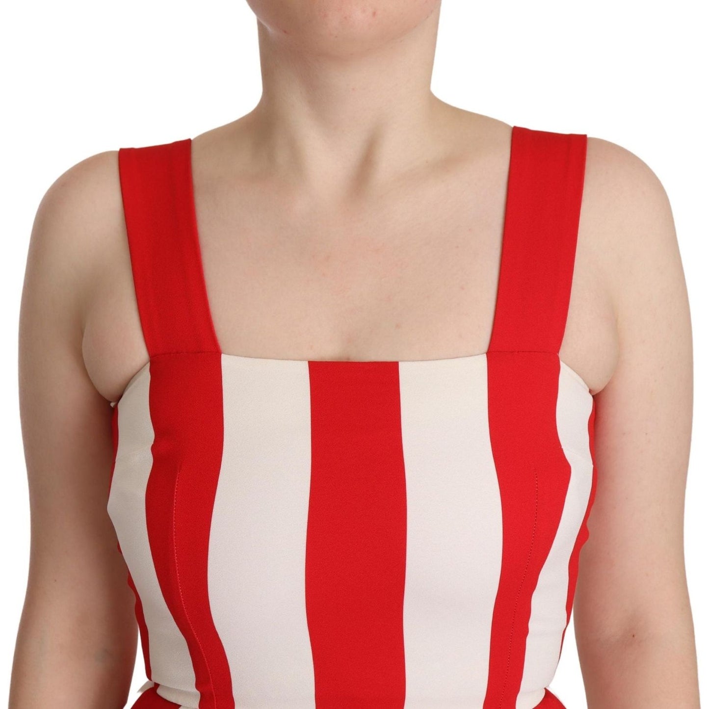Dolce & Gabbana White Red Stretch Shift A-line Gown Dress DR28643- 40