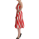 Dolce & Gabbana White Red Stretch Shift A-line Gown Dress DR28643- 40