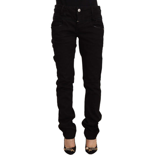 Acht Black Low Waist Cotton Stretch Denim Skinny Jeans