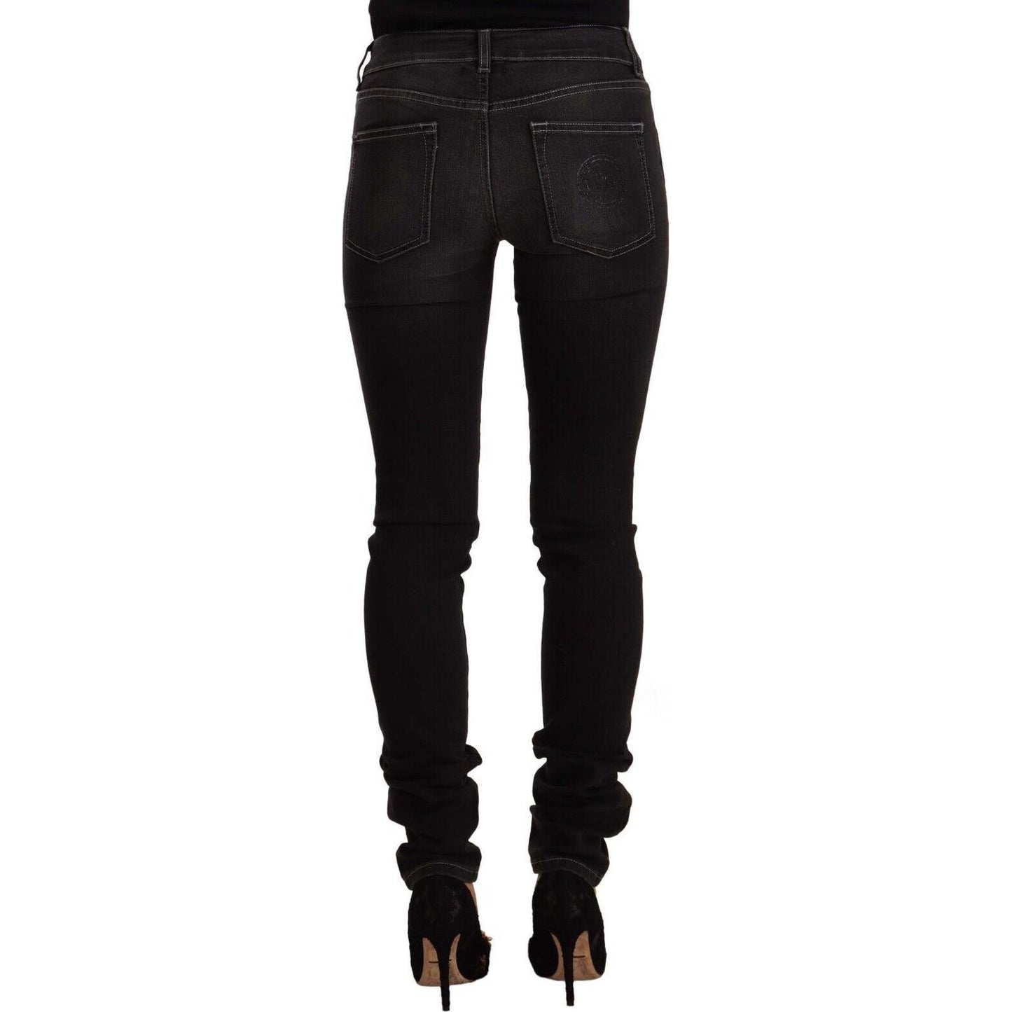 GF Ferre Black Washed Mid Waist Cotton Skinny Slim Fit Jeans PAN72224 - 26