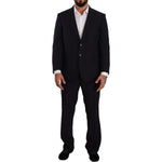 Domenico Tagliente Blue Polyester Single Breasted Formal Suit KOS1948 - 49