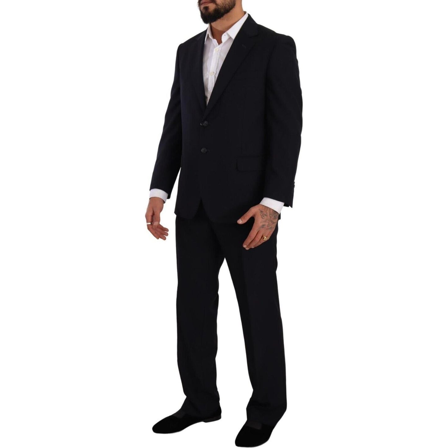 Domenico Tagliente Blue Polyester Single Breasted Formal Suit KOS1948 - 49