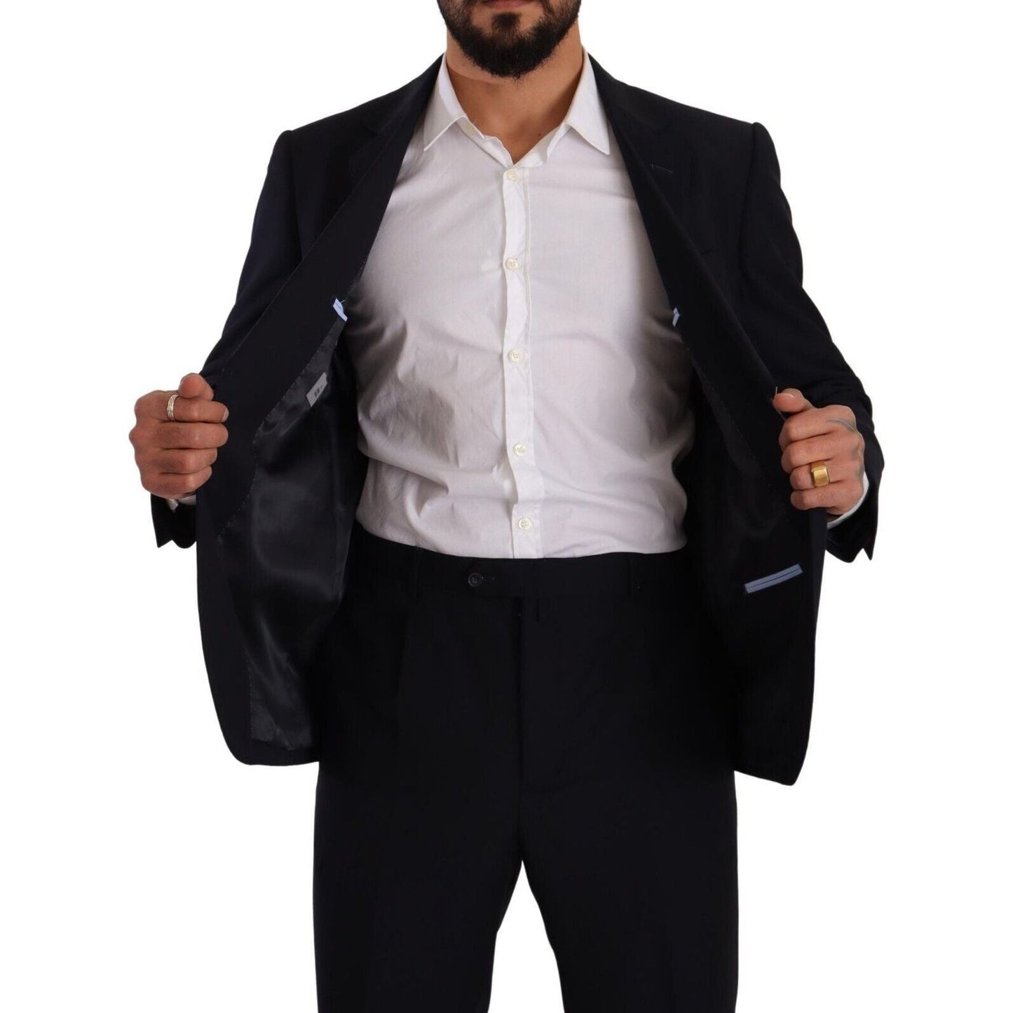 Domenico Tagliente Blue Polyester Single Breasted Formal Suit KOS1948 - 49