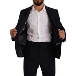 Domenico Tagliente Blue Polyester Single Breasted Formal Suit KOS1948 - 49