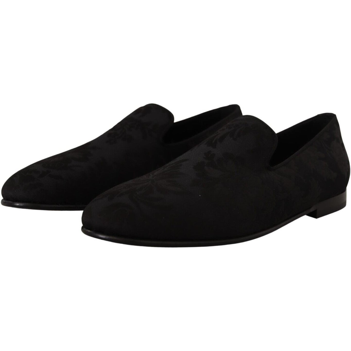 Dolce & Gabbana Black Jacquard Slippers Flats Loafers Shoes MV4476 - 40
