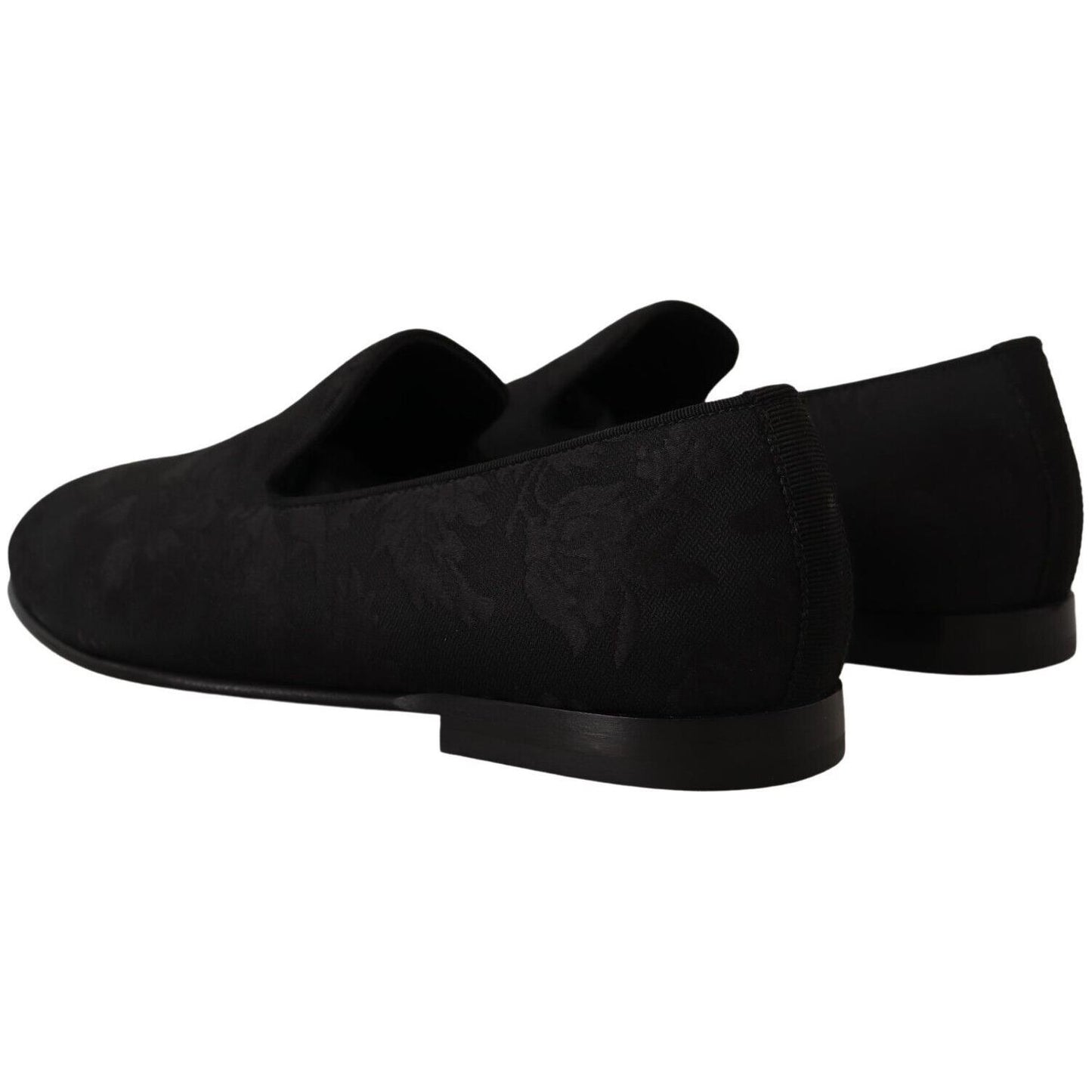 Dolce & Gabbana Black Jacquard Slippers Flats Loafers Shoes MV4476 - 40