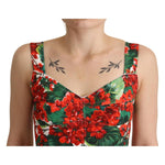Dolce & Gabbana Red Geranium Print Viscose Sweetheart Cropped Top TSH7636 - 36