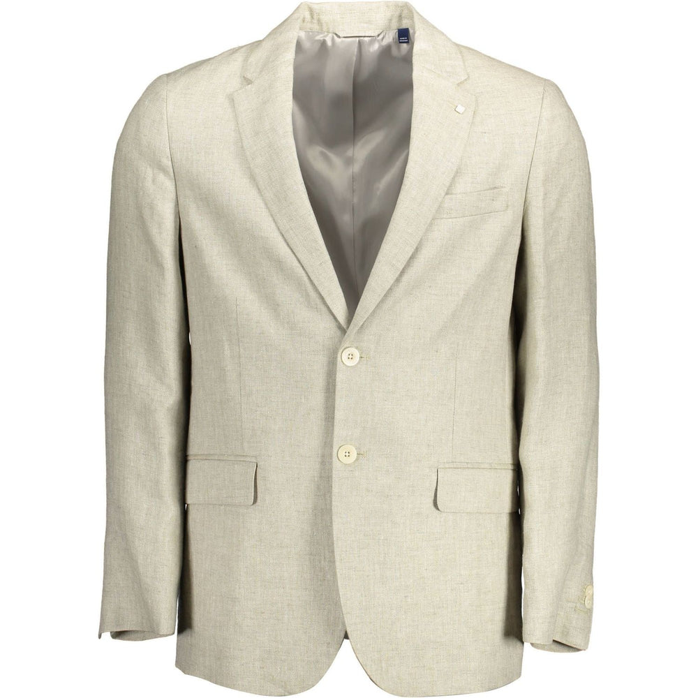 Gant Beige Linen Classic Jacket with Logo Detailing GA2016167-IT52-XL-FBB-81