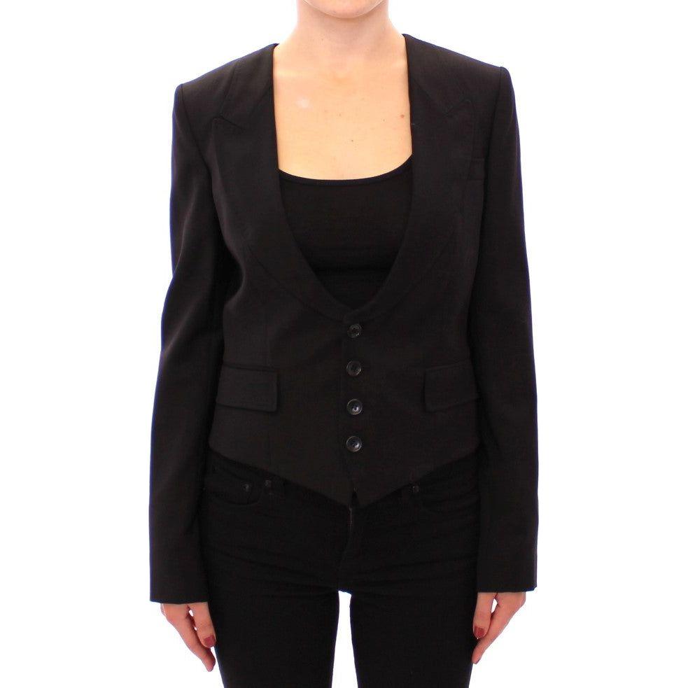 Dolce & Gabbana Black Silk Scarf Back Blazer Jacket MOM11571-1