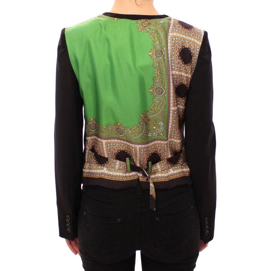 Dolce & Gabbana Black Silk Scarf Back Blazer Jacket MOM11571-1