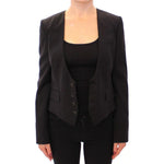 Dolce & Gabbana Black Silk Scarf Back Blazer Jacket MOM11571-1