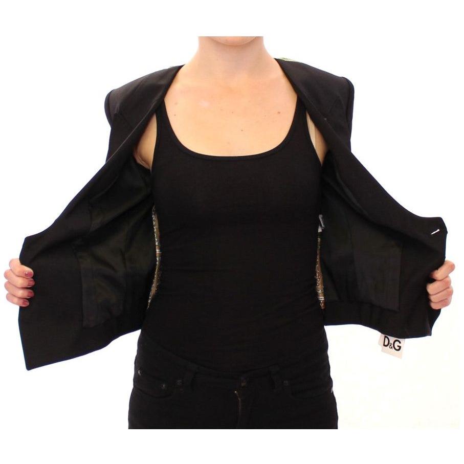 Dolce & Gabbana Black Silk Scarf Back Blazer Jacket MOM11571-1