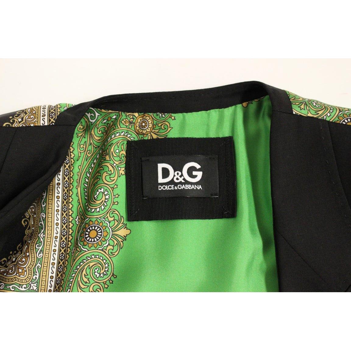 Dolce & Gabbana Black Silk Scarf Back Blazer Jacket MOM11571-1