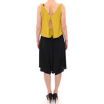 Lamberto Petri Black Yellow Silk Shift Sheath Coctail Dress GSD12588-1