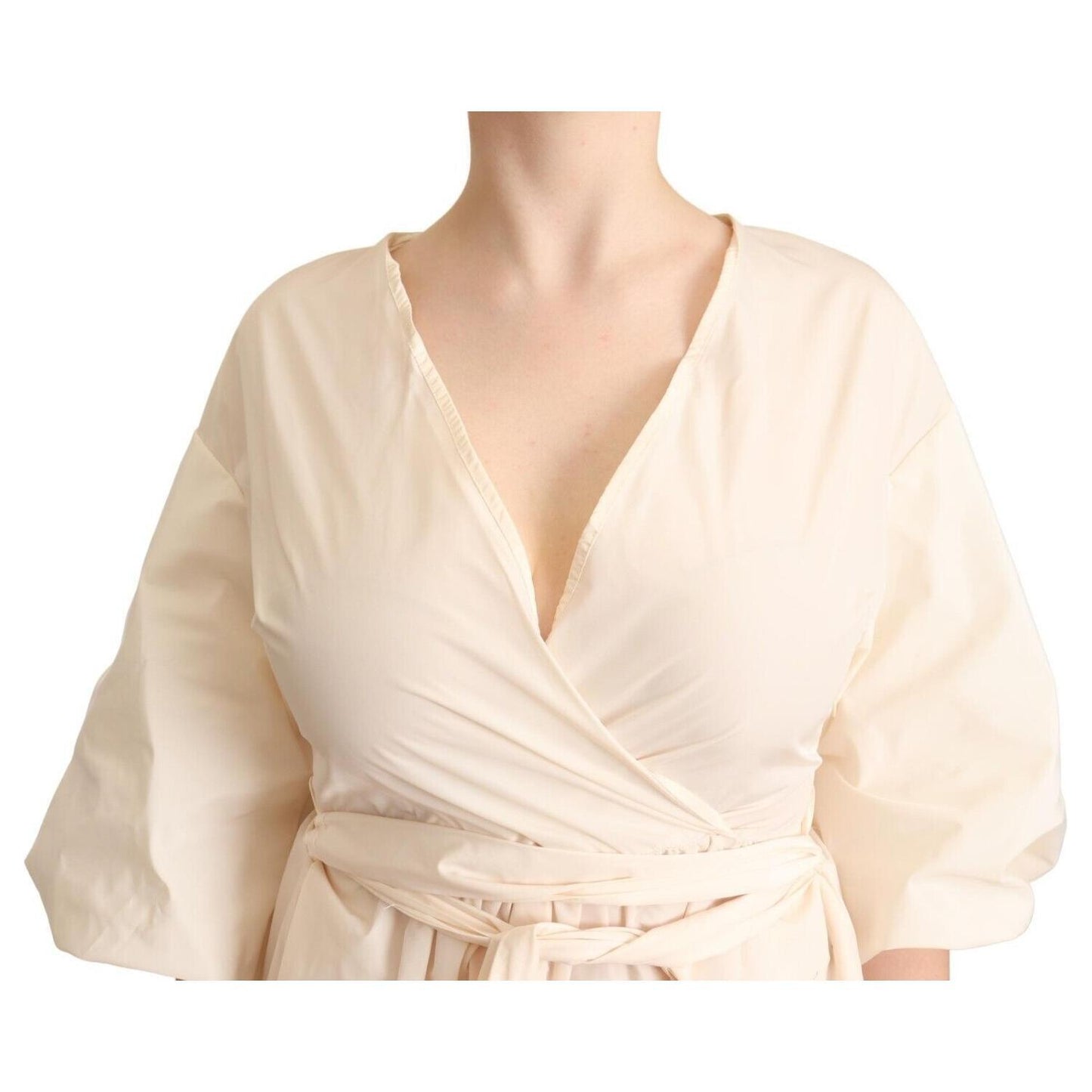PINK MEMORIES Off White Short Sleeves Maxi A-line Wrap Dress DR28418 - 42