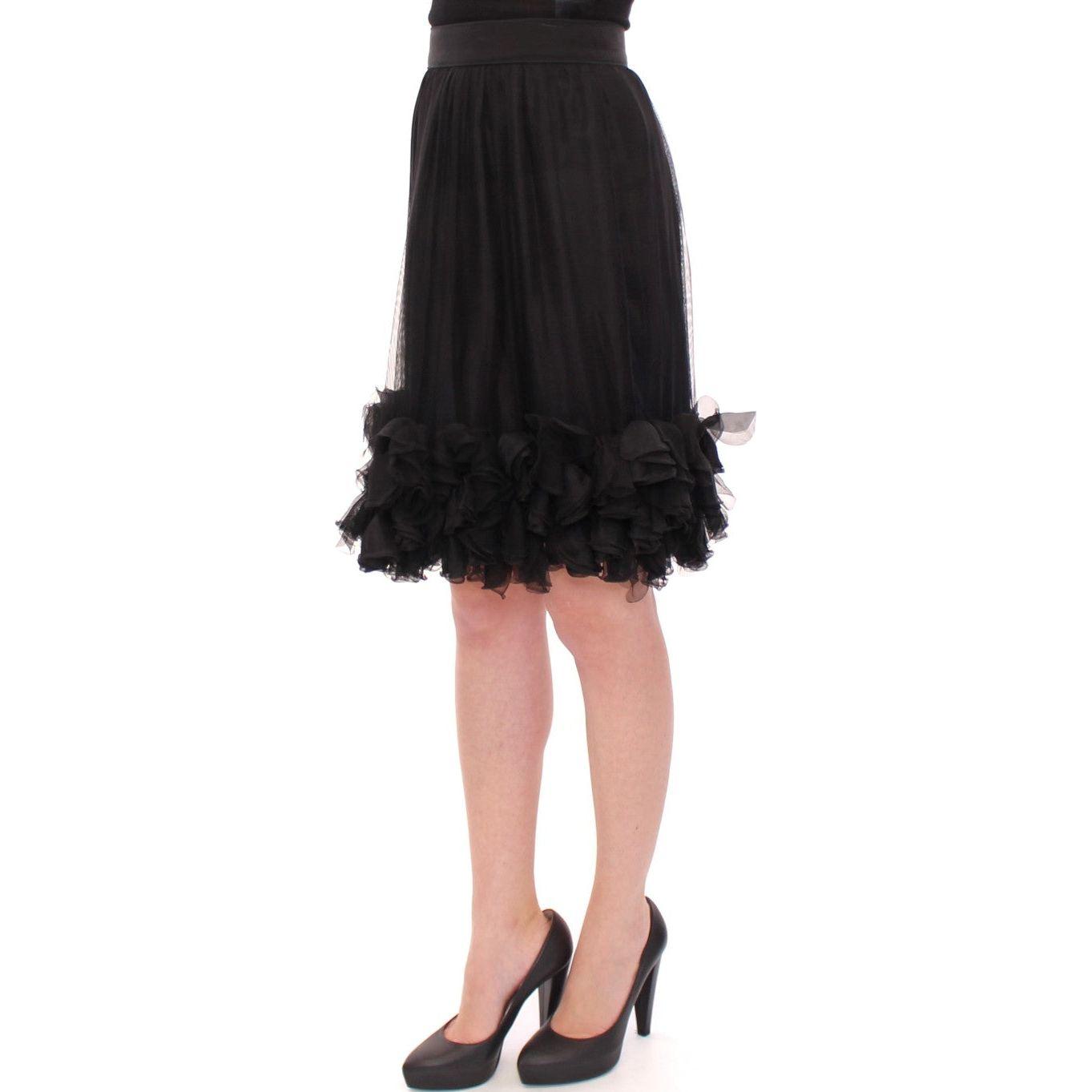 Dolce & Gabbana Black Silk Transparent Above Knees Skirt GSS11708-1