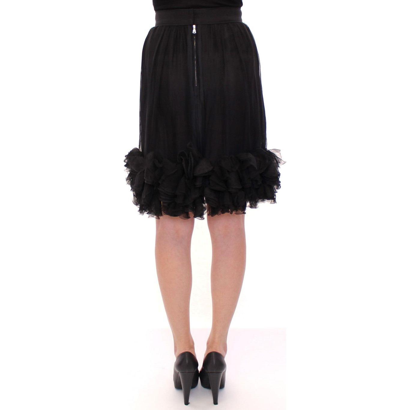 Dolce & Gabbana Black Silk Transparent Above Knees Skirt GSS11708-1