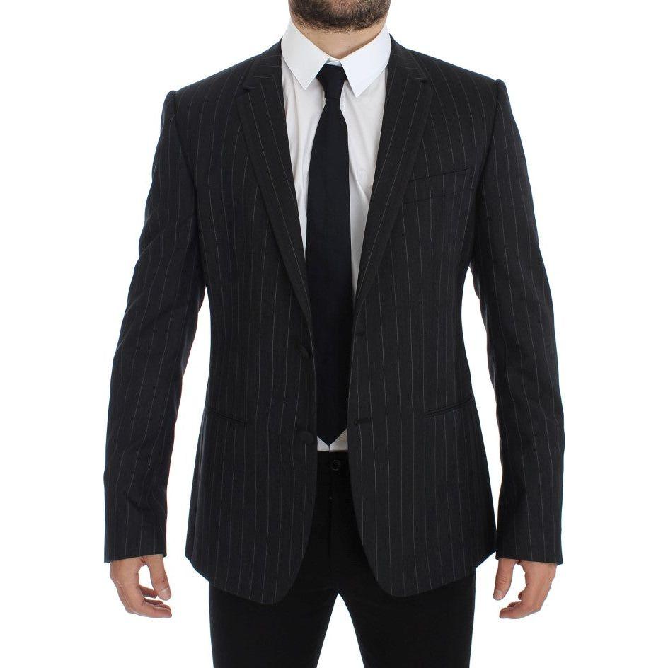 Dolce & Gabbana Gray Striped Slim Fit Wool Blazer GTT10078-1