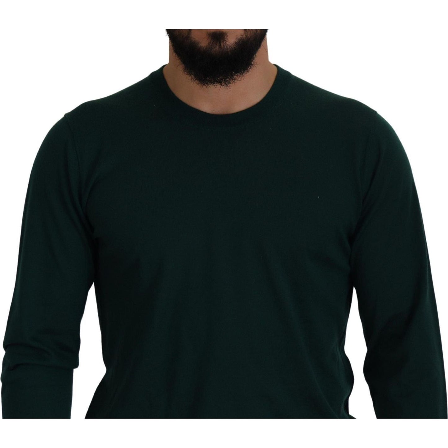 Dolce & Gabbana Green Cashmere Crewneck Pullover Sweater