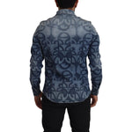 Dolce & Gabbana Blue Denim Stretch DG Logo Casual Mens Slim Shirt TSH7972- 39