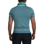 Dolce & Gabbana Blue Silk Polo Top Mens V-neck T-shirt TSH8159- 46