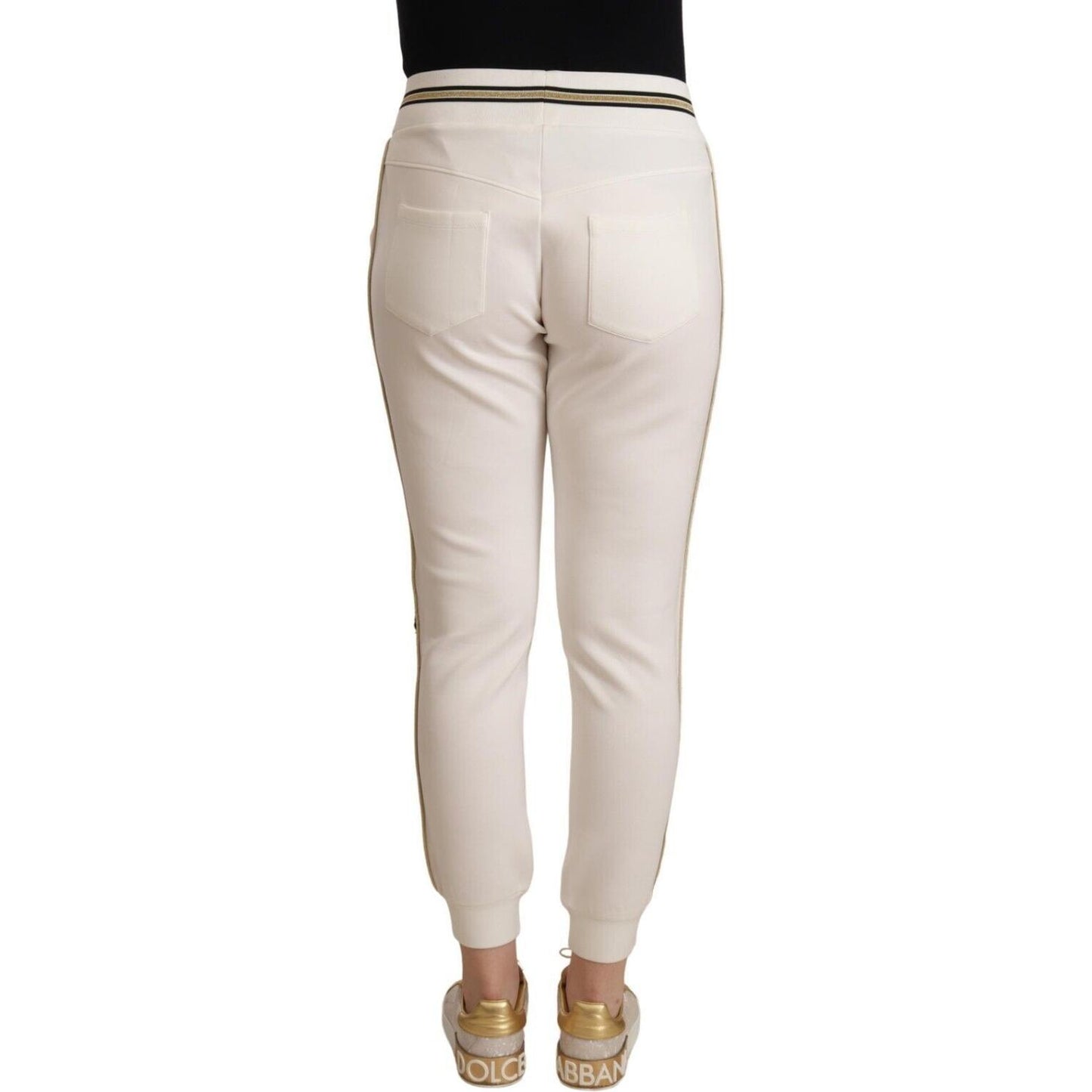 Patrizia Pepe White Polyester Mid Waist Jogger Pants PAN72457 - 1