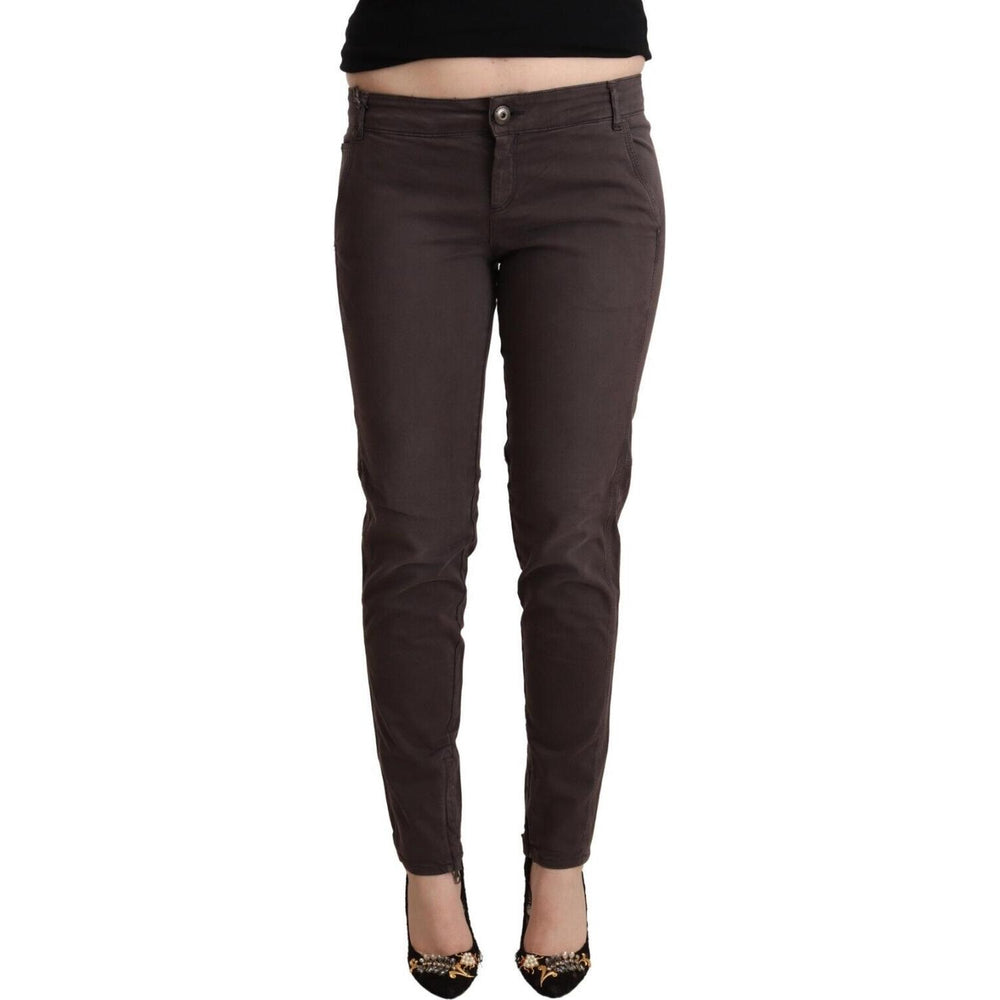 Ermanno Scervino Brown Cotton Low Waist Slim Fit Pants PAN72066 - 29