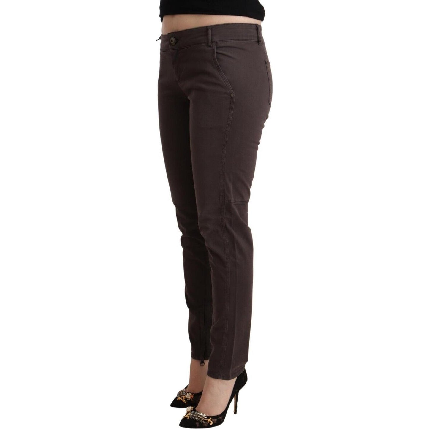Ermanno Scervino Brown Cotton Low Waist Slim Fit Pants PAN72066 - 29