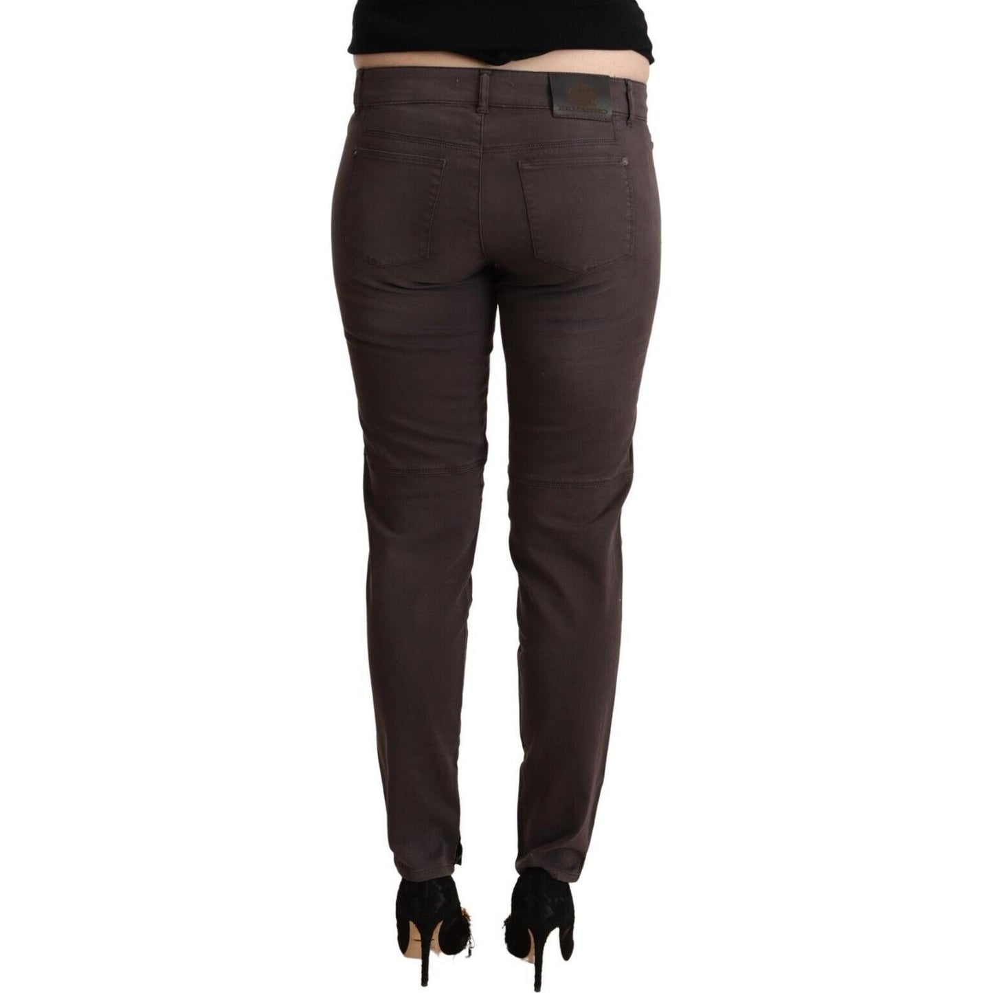 Ermanno Scervino Brown Cotton Low Waist Slim Fit Pants PAN72066 - 29
