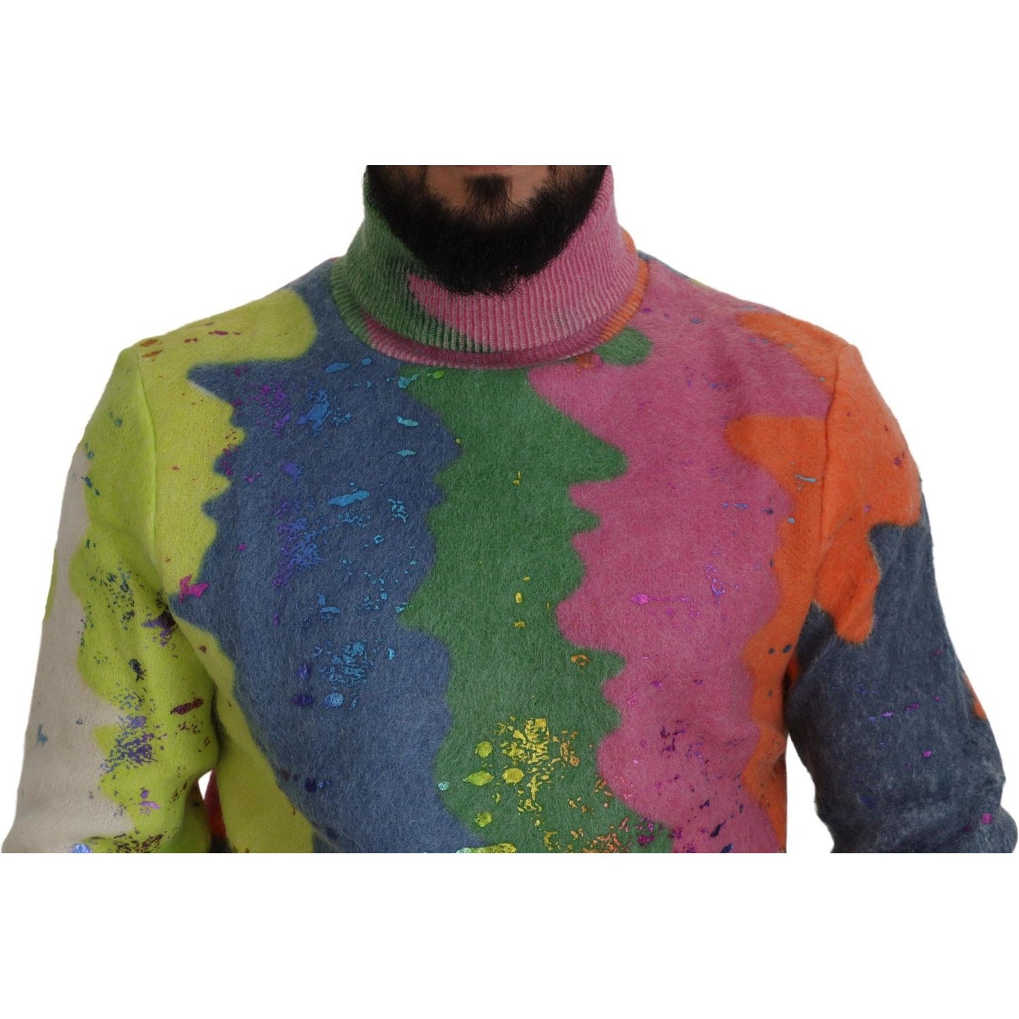 Dolce & Gabbana Multicolor Turtleneck Pullover Mohair Sweater TSH83071- 44