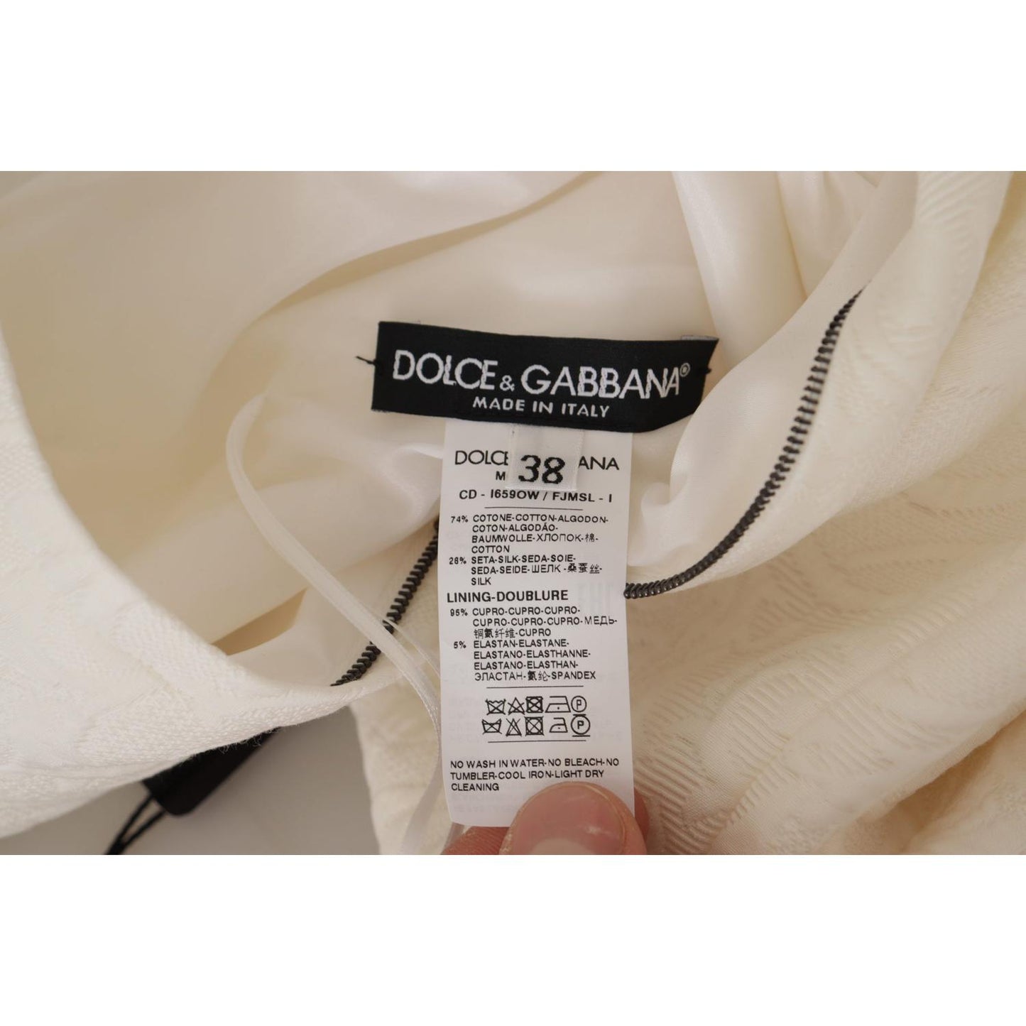 Dolce & Gabbana White Jaquard Midi Floral Sheath Brocade Dress DR28716- 38