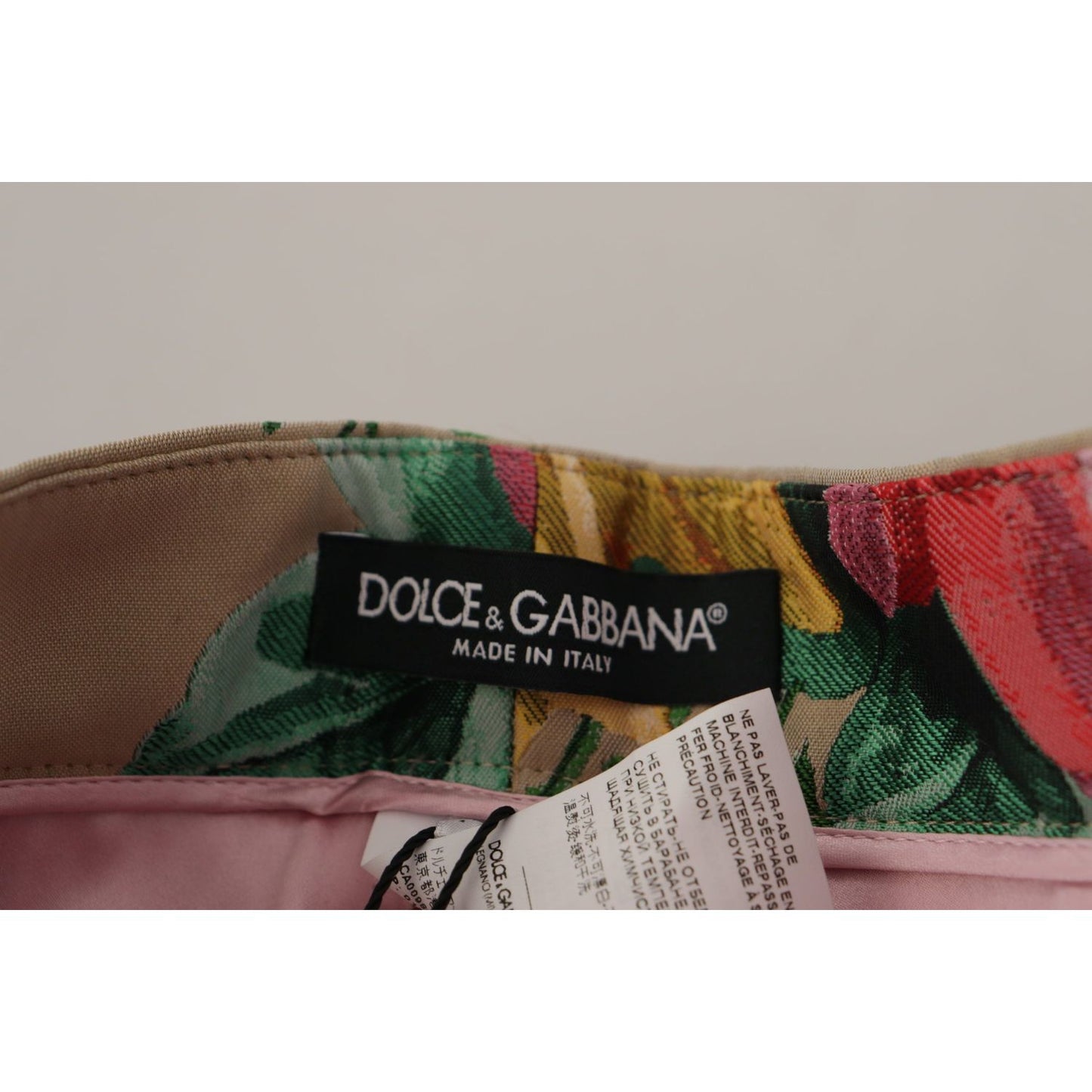 Dolce & Gabbana Beige Floral Dress Formal High Waist Pants PAN73055- 36