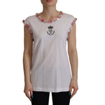 Dolce & Gabbana White DG Crown Floral Sequin T-shirt TSH7840- 38