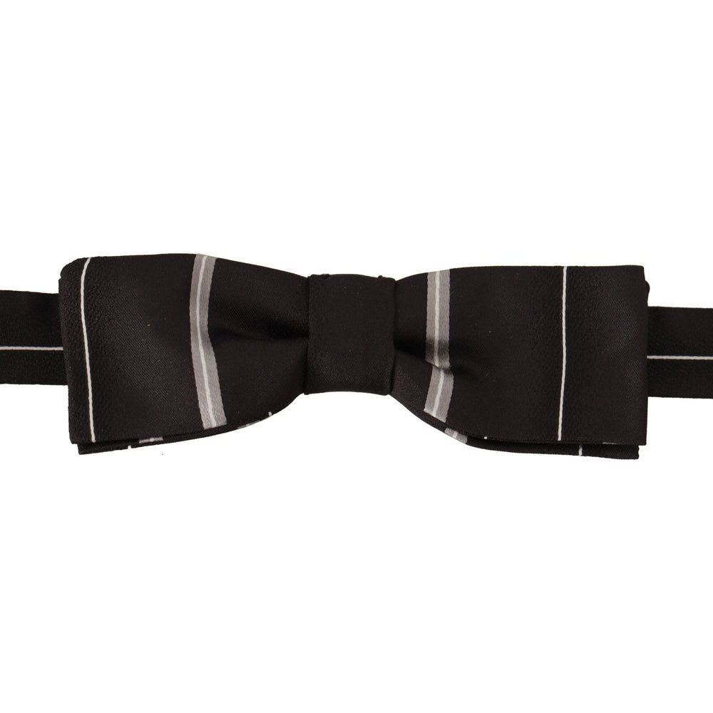 Dolce & Gabbana Black Grey Lining 100% Silk Neck Papillon Tie FT3610