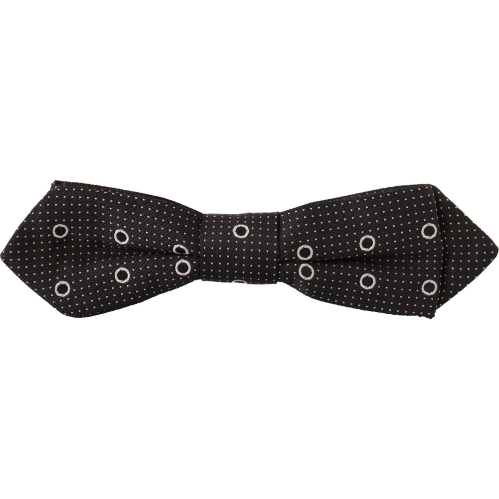 Dolce & Gabbana Black White Polka Dot 100% Silk Neck Papillon Tie FT3615