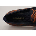 Dolce & Gabbana Blue Rust Floral Slippers Loafers Shoes MV4813- 39