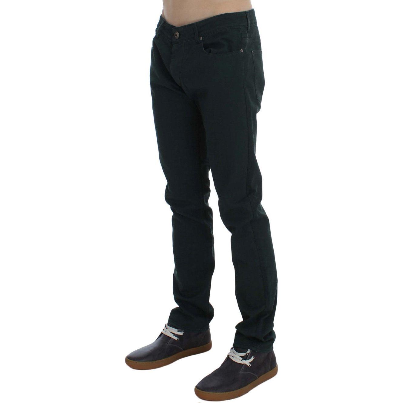 Ermanno Scervino Green Cotton Denim Stretch Straight Fit Jeans