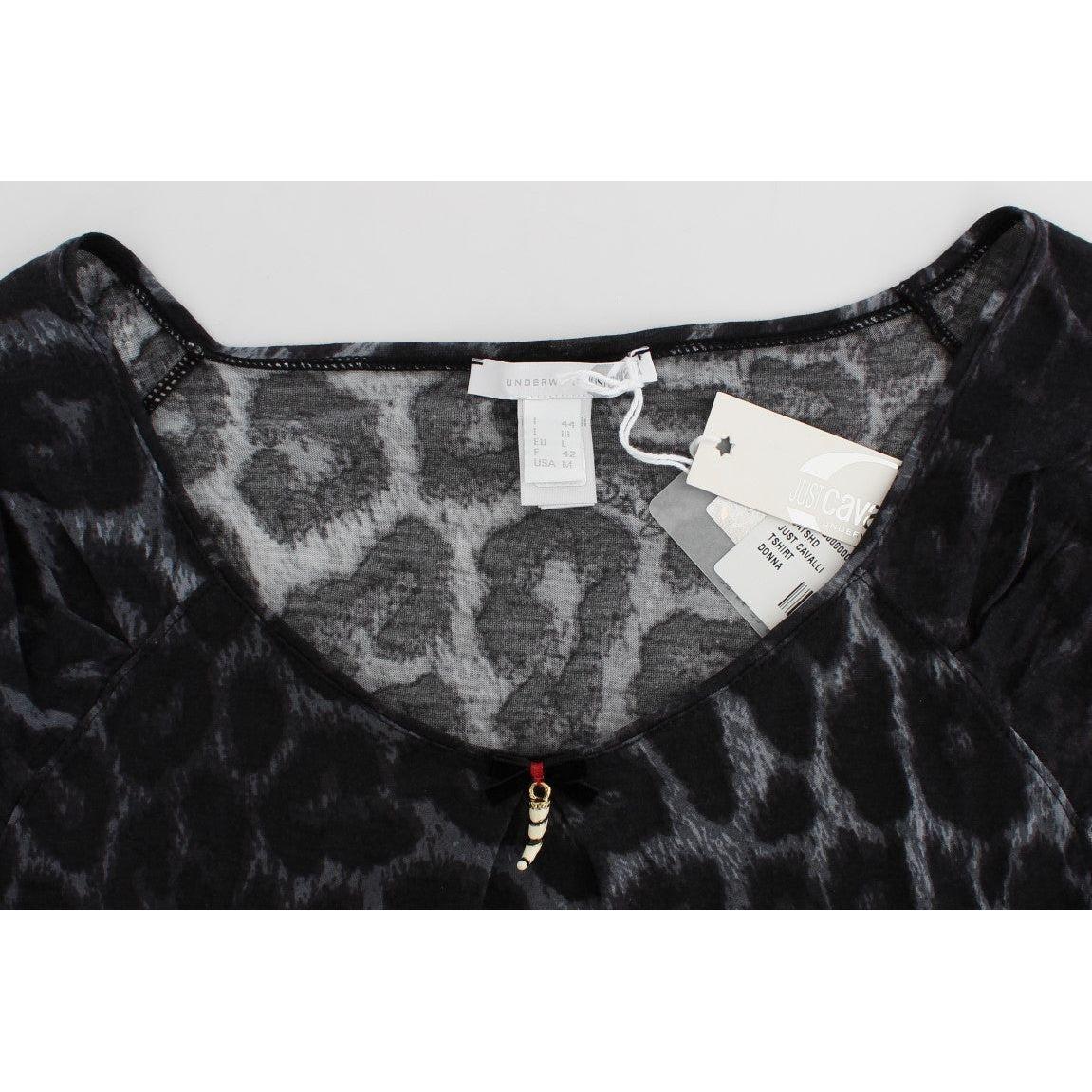 Cavalli Gray Leopard Modal T-Shirt Blouse Top SIG32481-2