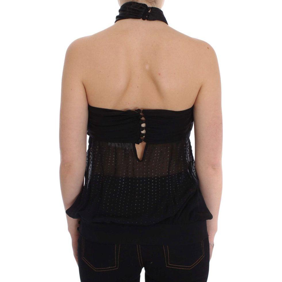 Exte Black Neck Wrap Top Blouse SIG30856-4