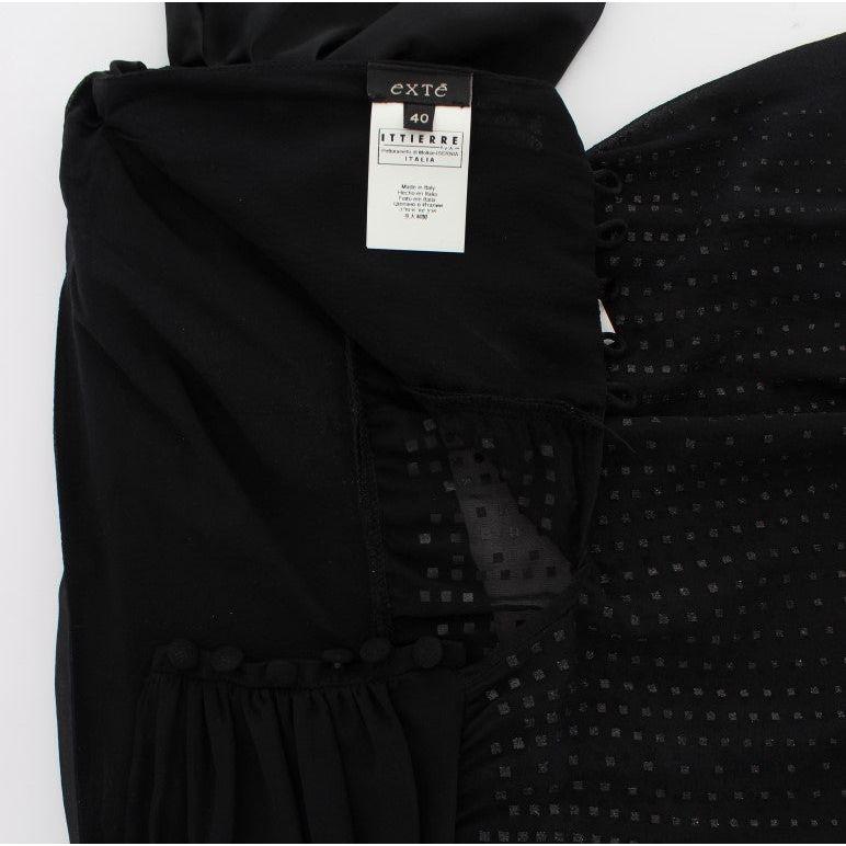 Exte Black Neck Wrap Top Blouse SIG30856-4