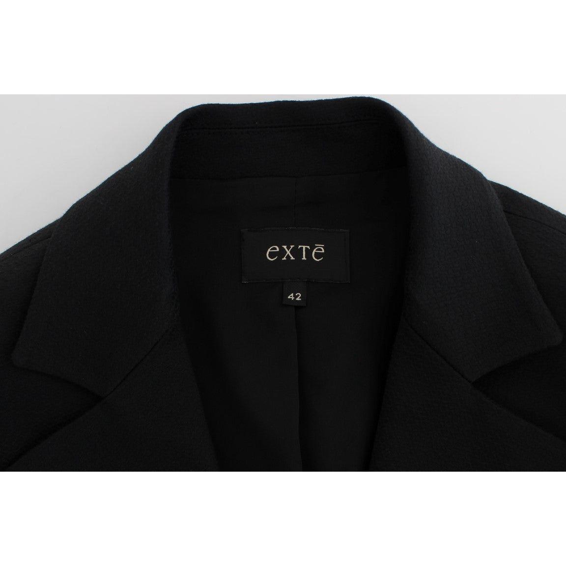 Exte Black Cotton Stretch Gold Studded Blazer Jacket SIG30910-2