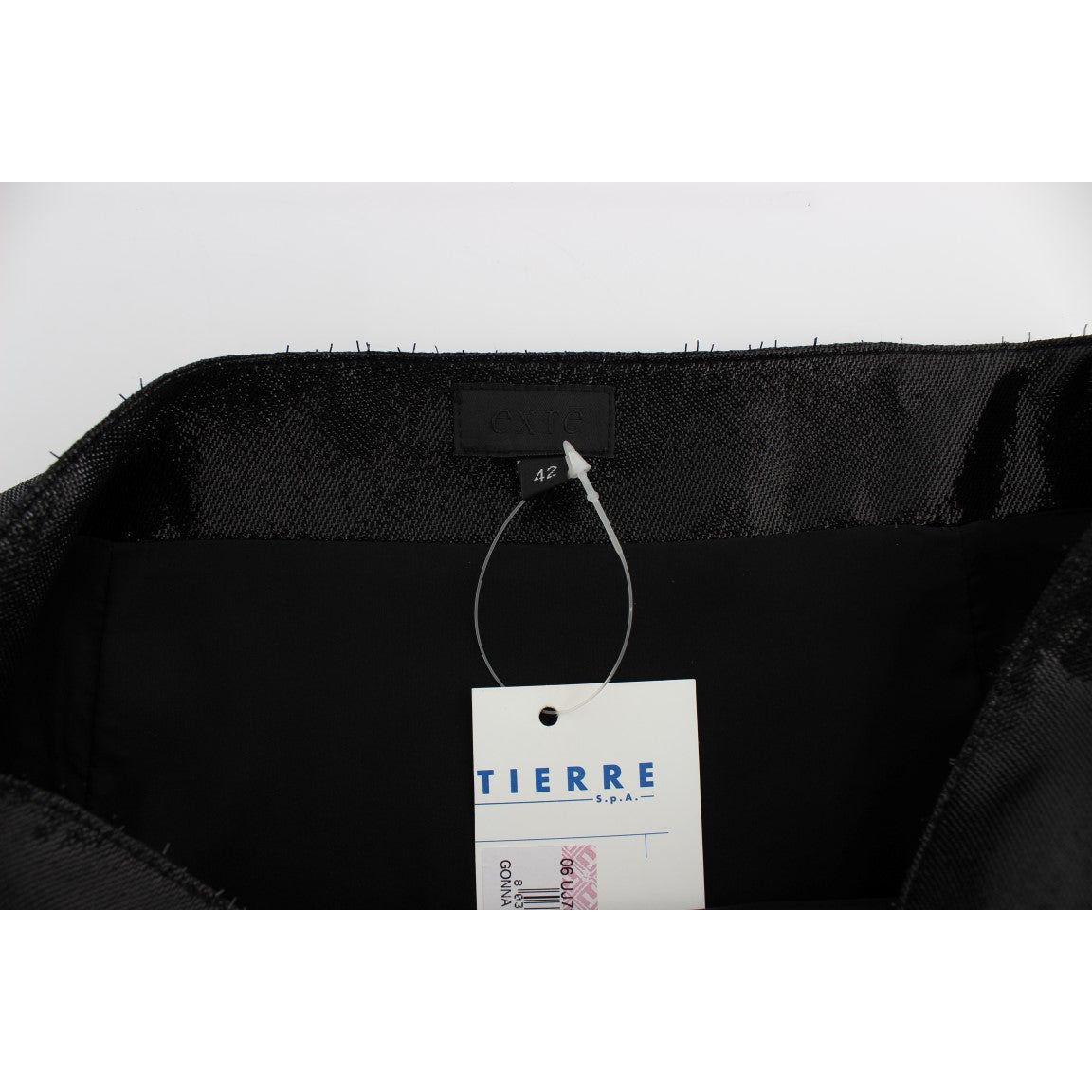 Exte Black Wool Silk Above Knee Straight Skirt SIG32485-2