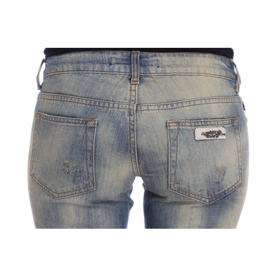 Cavalli Blue Wash Cotton Slim Fit Bootcut Jeans SIG32407-1