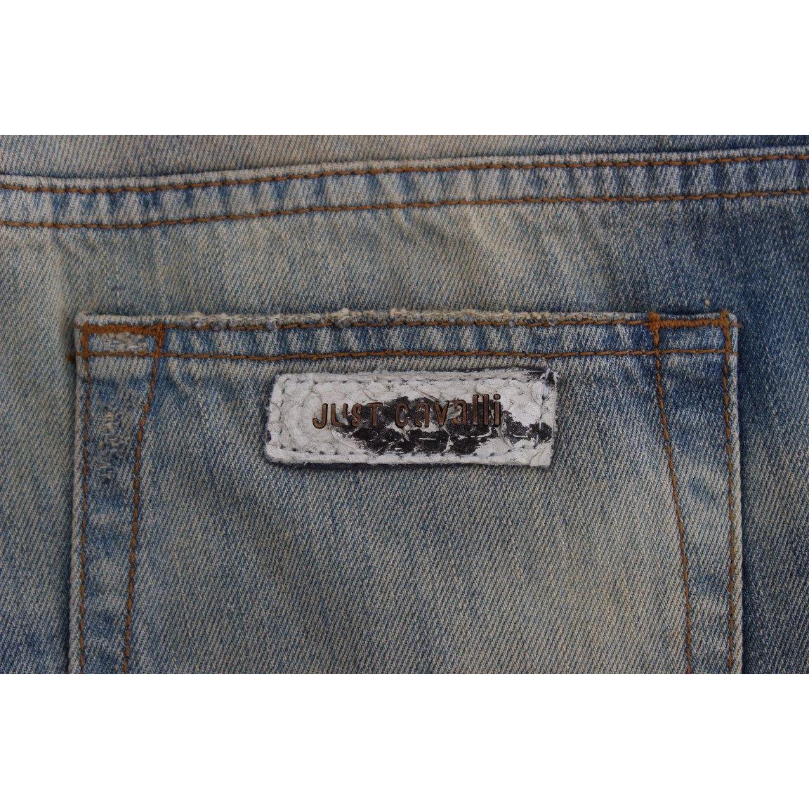 Cavalli Blue Wash Cotton Slim Fit Bootcut Jeans SIG32407-1