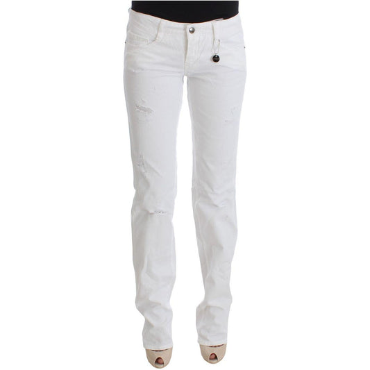 Costume National White Cotton Slim Fit Denim Bootcut Jeans