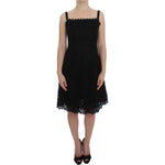 Dolce & Gabbana Black Floral Lace Shift Knee Length Dress DRE10030-1