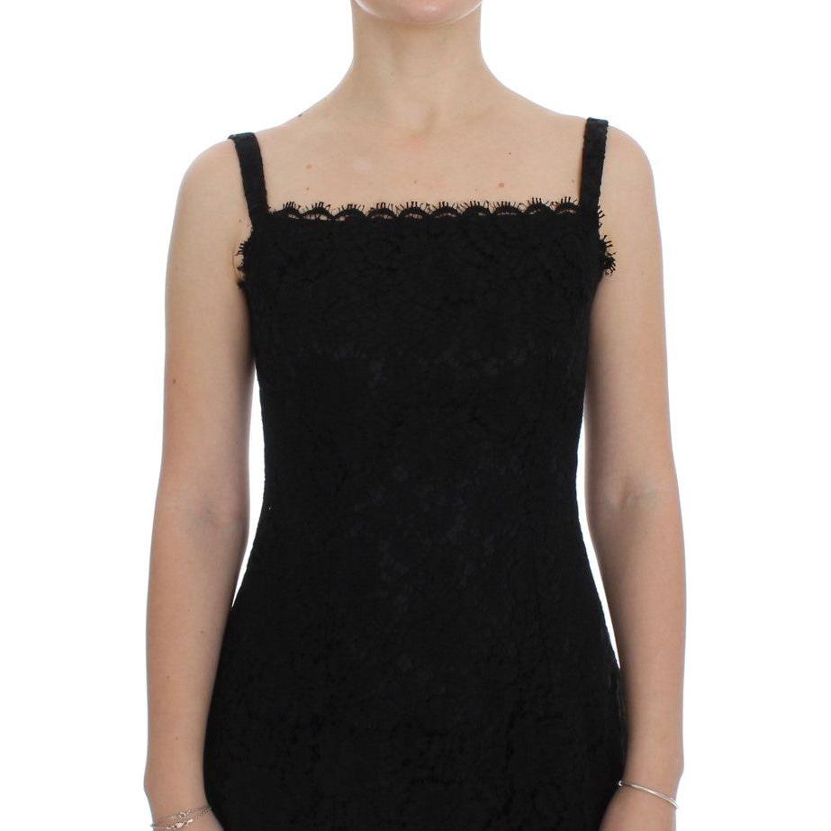 Dolce & Gabbana Black Floral Lace Shift Knee Length Dress DRE10030-1