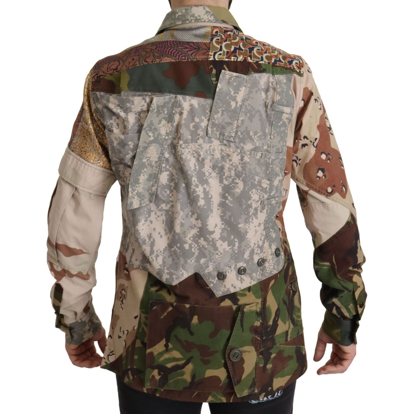 Dolce & Gabbana Multicolor Button Down Patchwork Shirt JKT3423- 42
